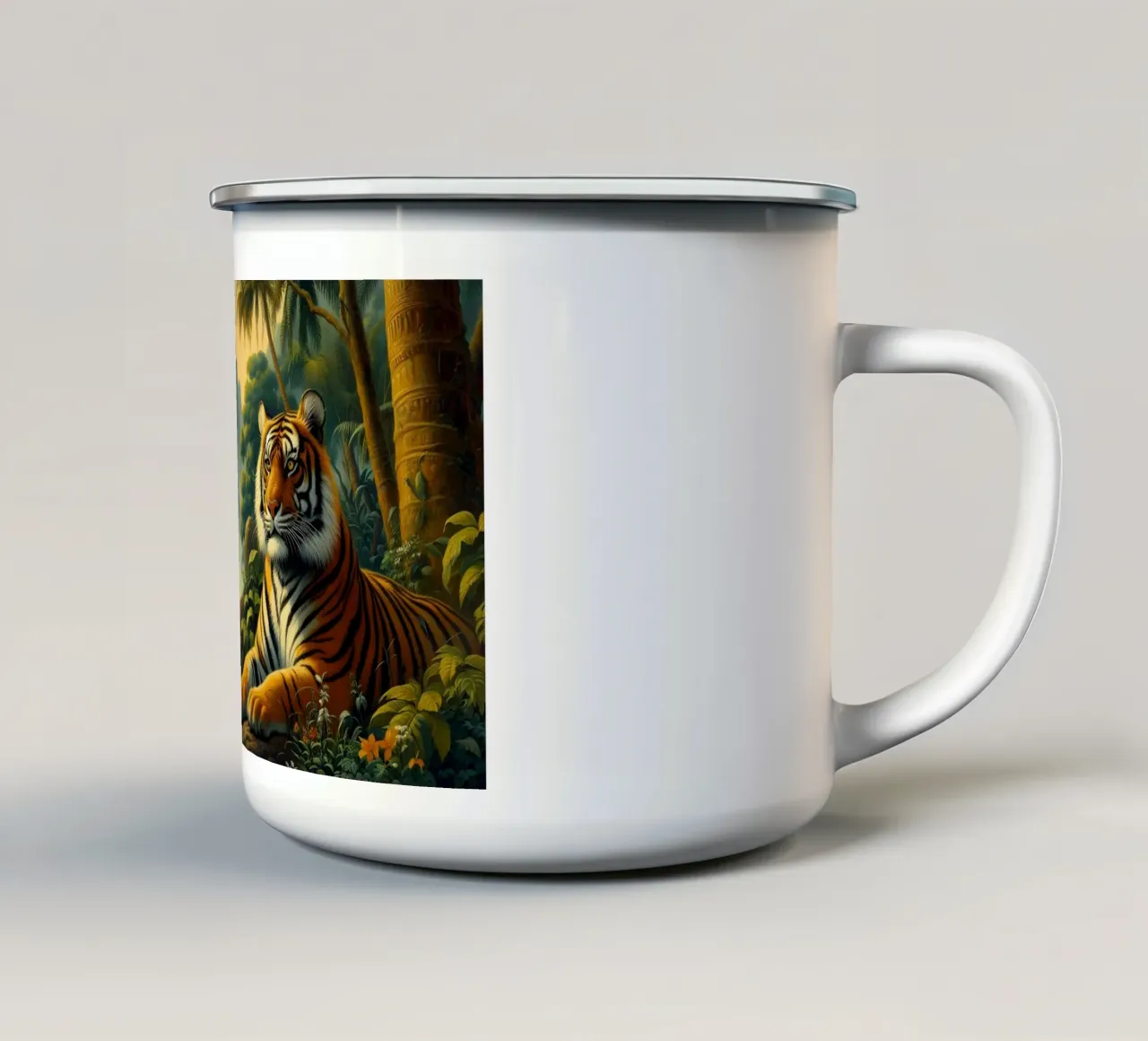 TIGRE DEL BENGALA tazza in smalto da RUBIANT ART