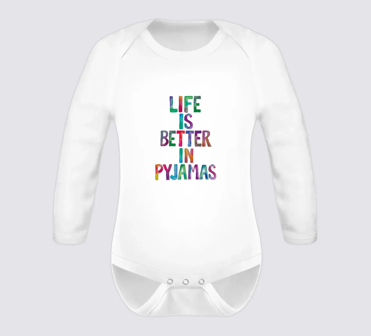 Life is Better in Pyjamas Typography Design long-sleeve baby romper by THE MOTIVATED TYPE