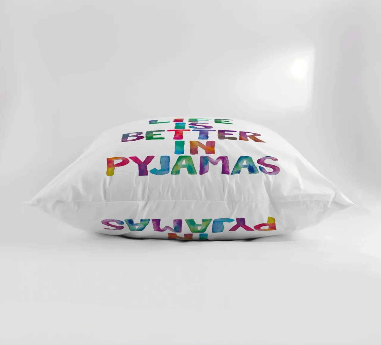 Life is Better in Pyjamas Typography Design decorative cushion by THE MOTIVATED TYPE