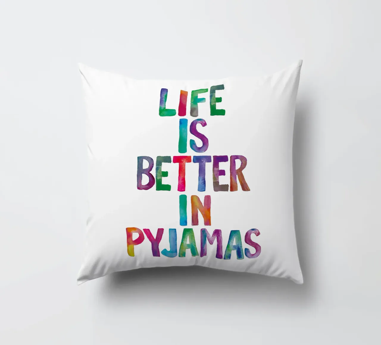 Life is Better in Pyjamas Typography Design decorative cushion by THE MOTIVATED TYPE