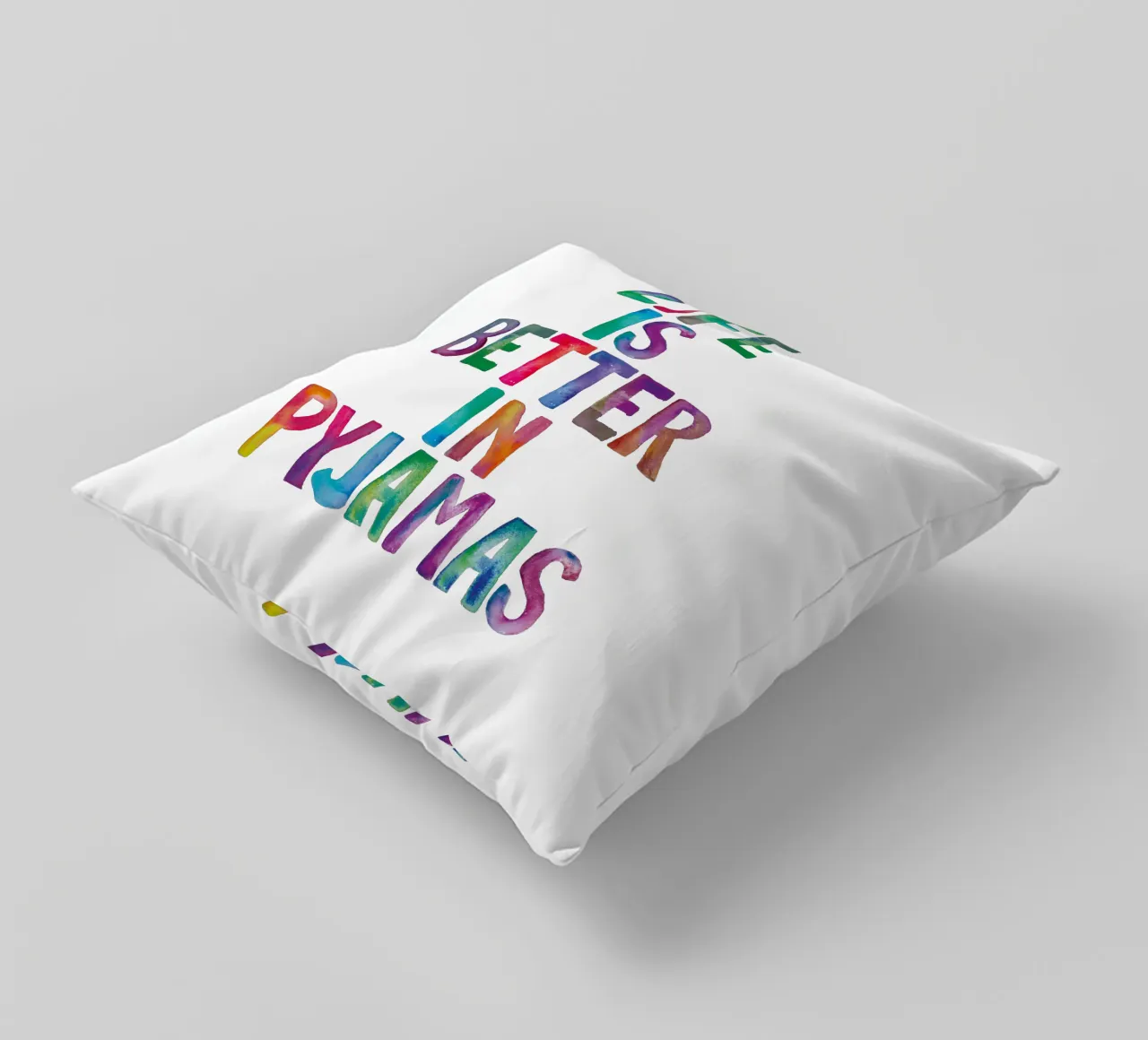 Life is Better in Pyjamas Typography Design decorative cushion by THE MOTIVATED TYPE