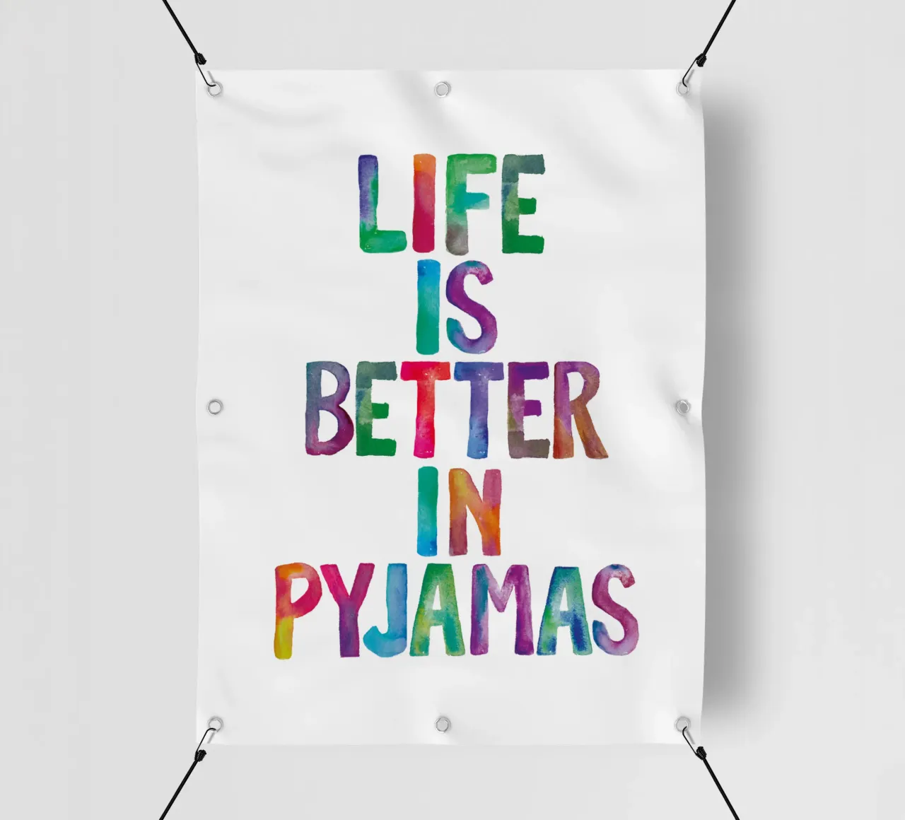 La vita è migliore in pigiama Design tipografico telo in pvc da THE MOTIVATED TYPE