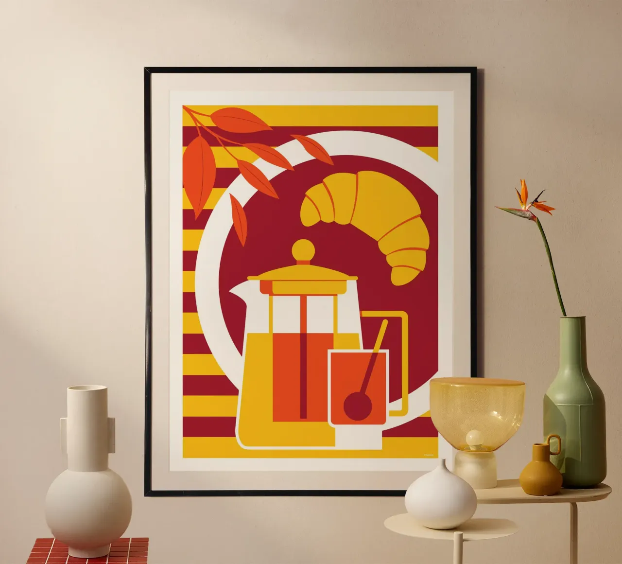Tè per la colazione poster con telaio in alluminio da Raphaël Delerue