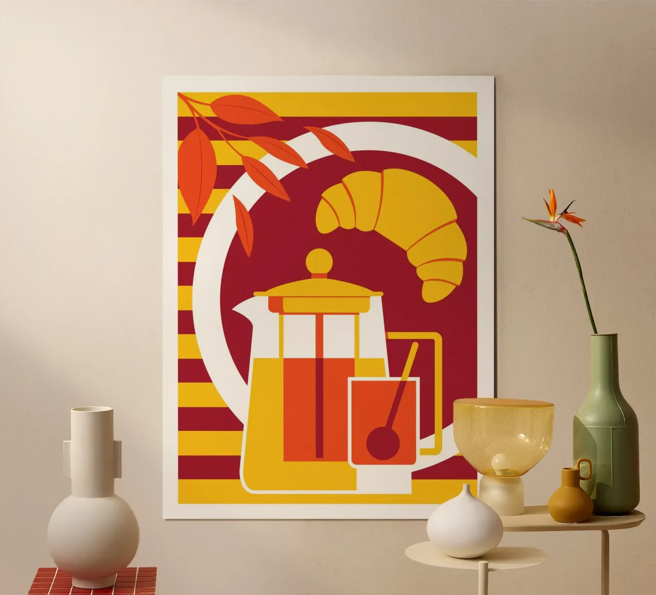 Tè per la colazione poster con telaio in alluminio da Raphaël Delerue