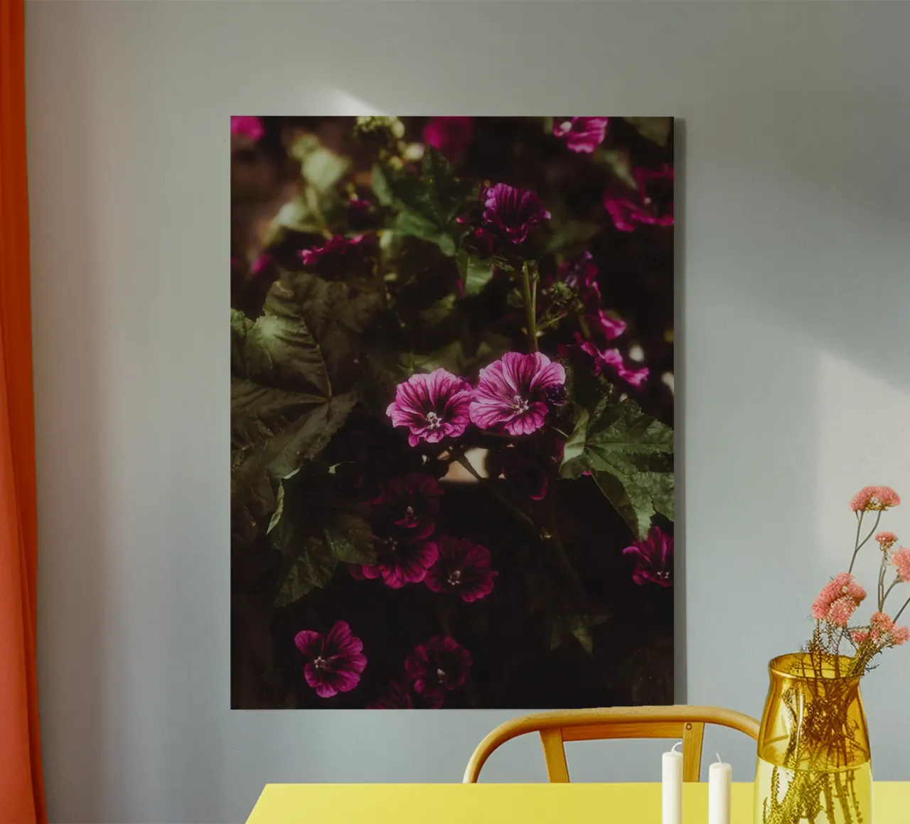 Heldere bloemen canvas met Baklijst van Journey of Vanessa