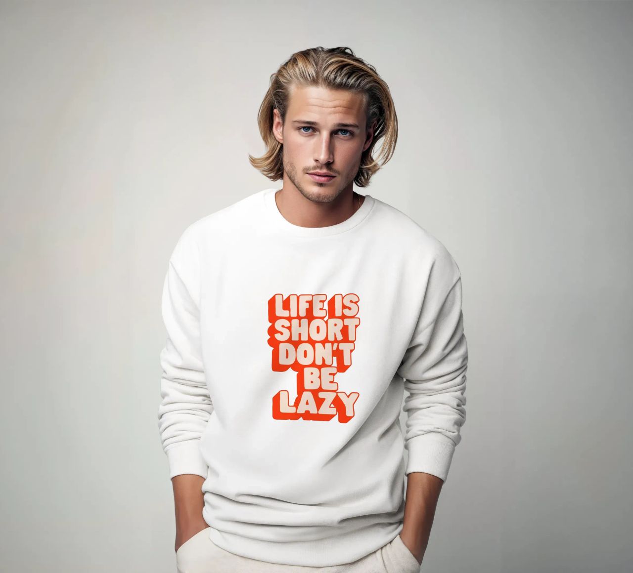 Life is Short Don't Be Lazy Typography Design sweatshirt by THE MOTIVATED TYPE