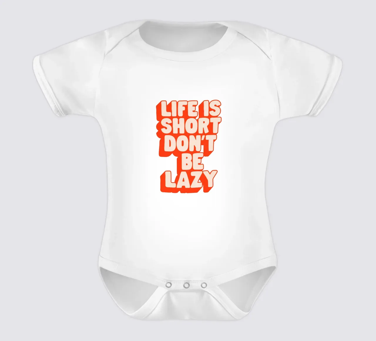 Het leven is kort Wees niet lui Typografie Ontwerp babyrompertje korte mouwen van THE MOTIVATED TYPE