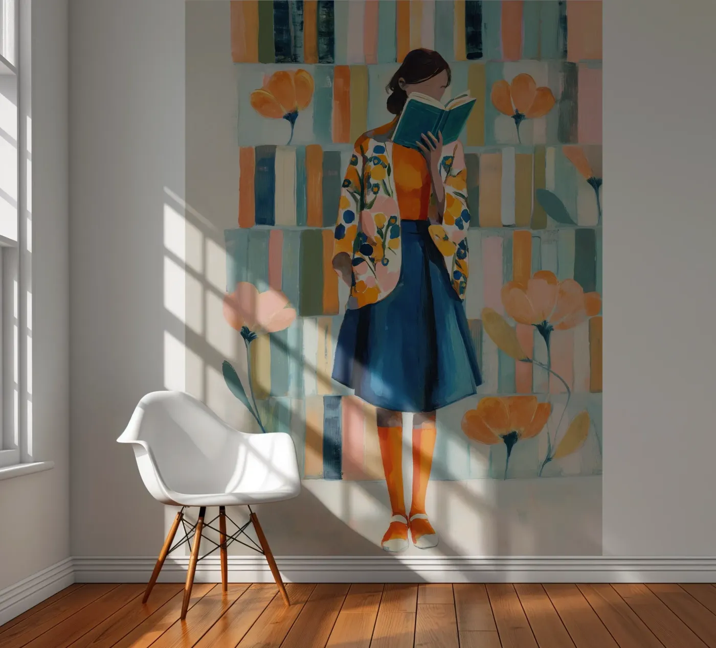 Reader in Bloom fotobehang van Freya