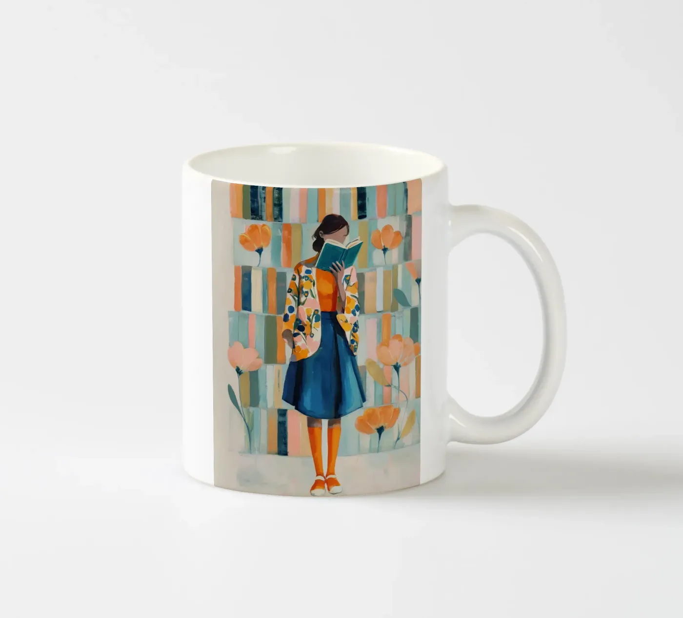 Reader in Bloom ceramic mug by Freya
