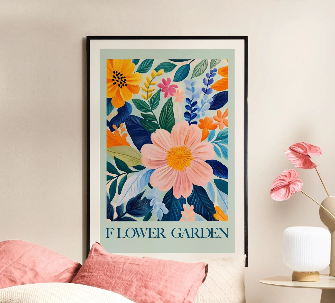 Sonnige Blüten Garten Poster von Carinaprint