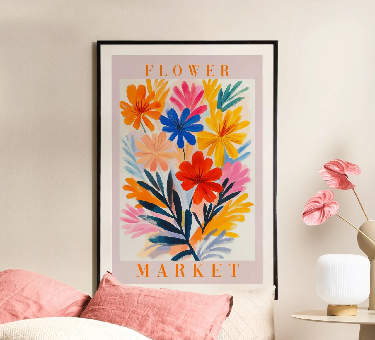 Magische bloemenmarkt in de lente poster van Carinaprint