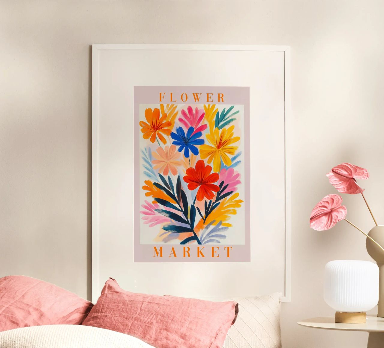 Magische bloemenmarkt in de lente poster van Carinaprint