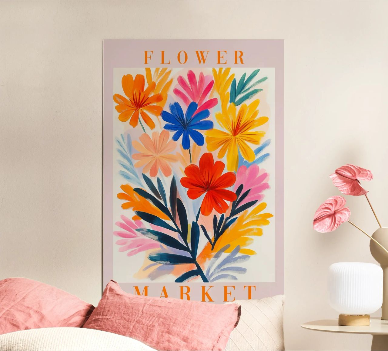 Magische bloemenmarkt in de lente poster van Carinaprint