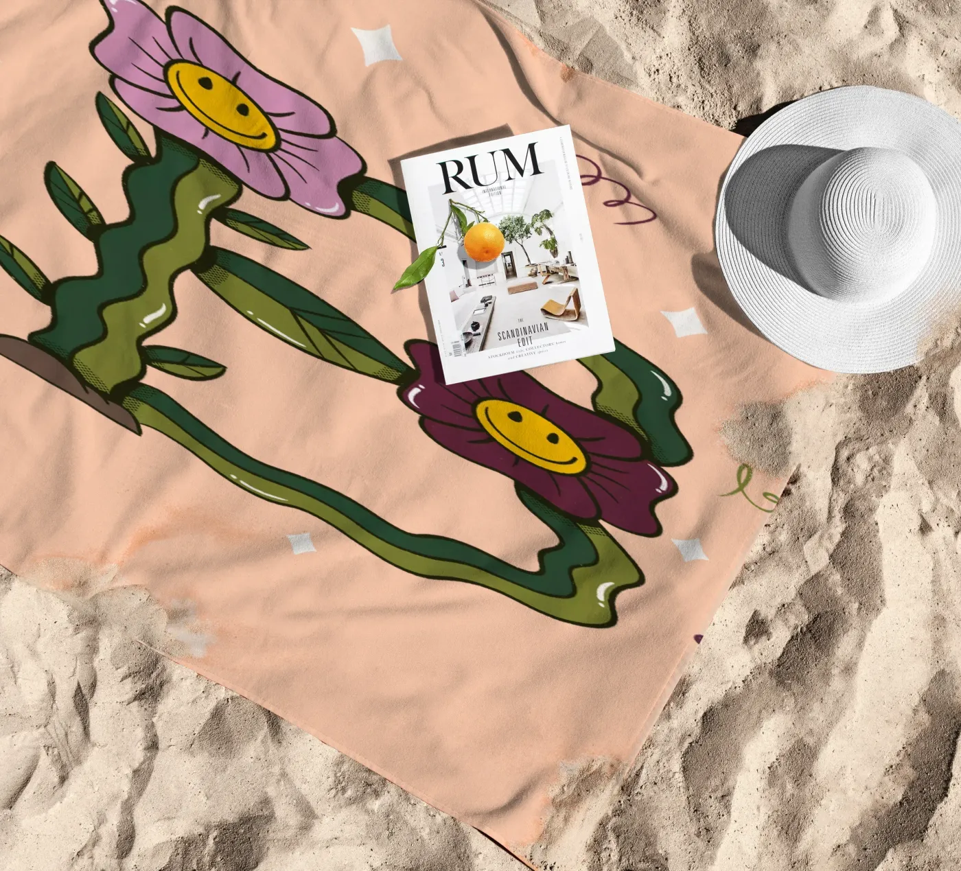 Flower B beach towel by Rafa Gomes