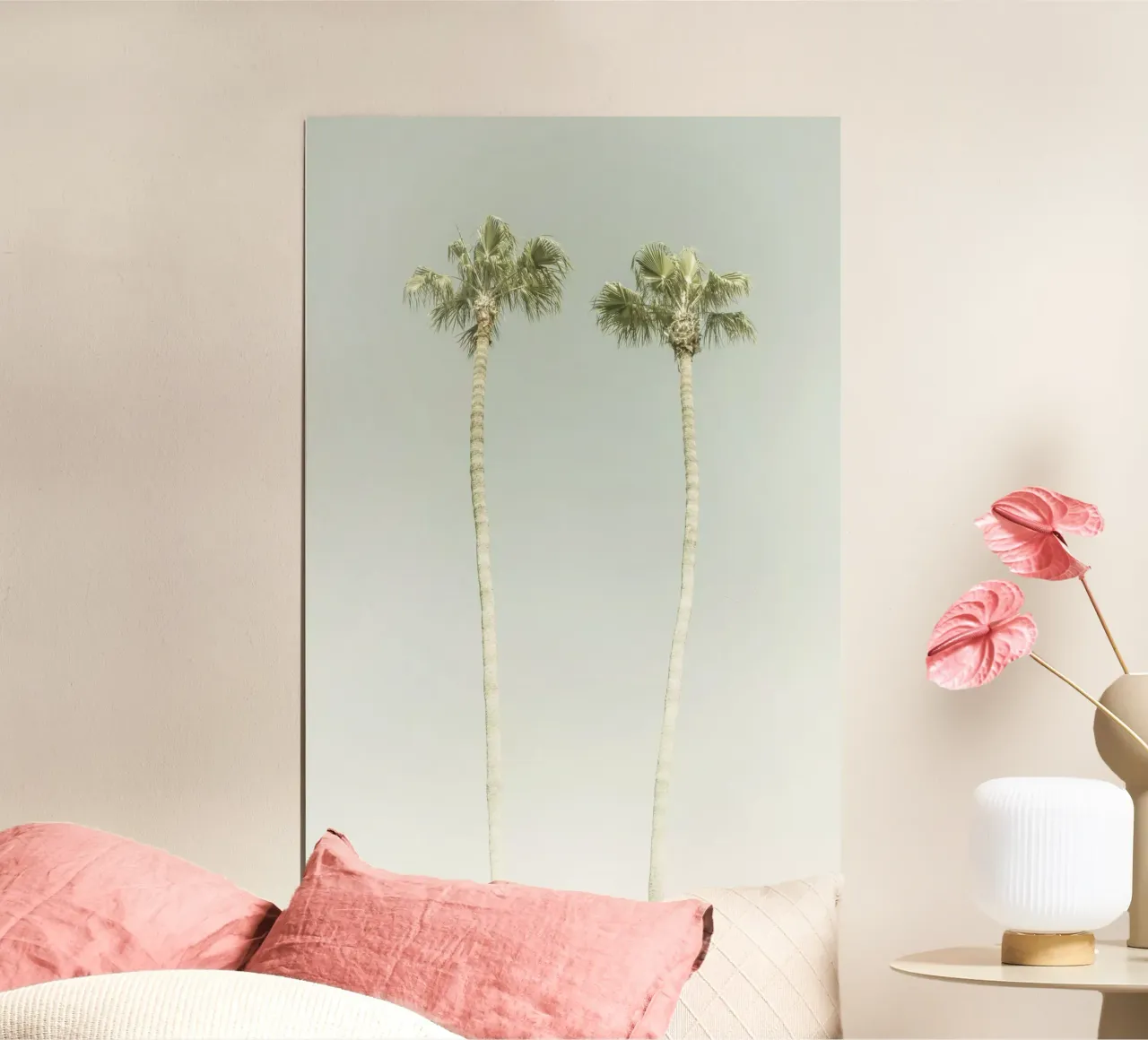Idillio di palme vintage poster con telaio in legno da Melanie Viola