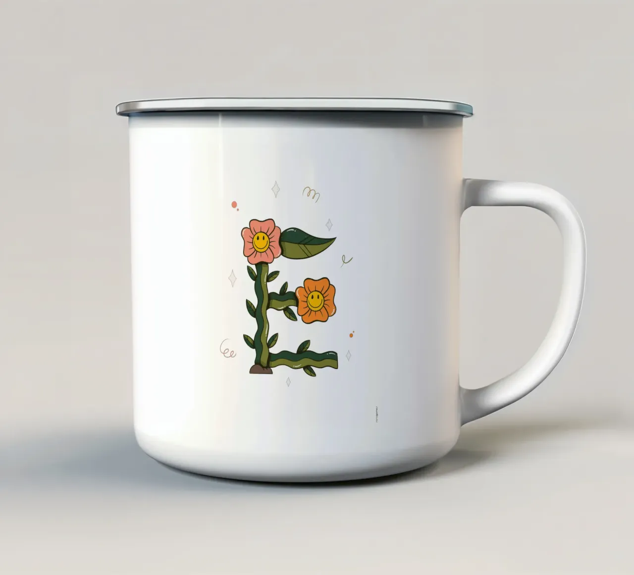 Fiore E tazza in smalto da Rafa Gomes