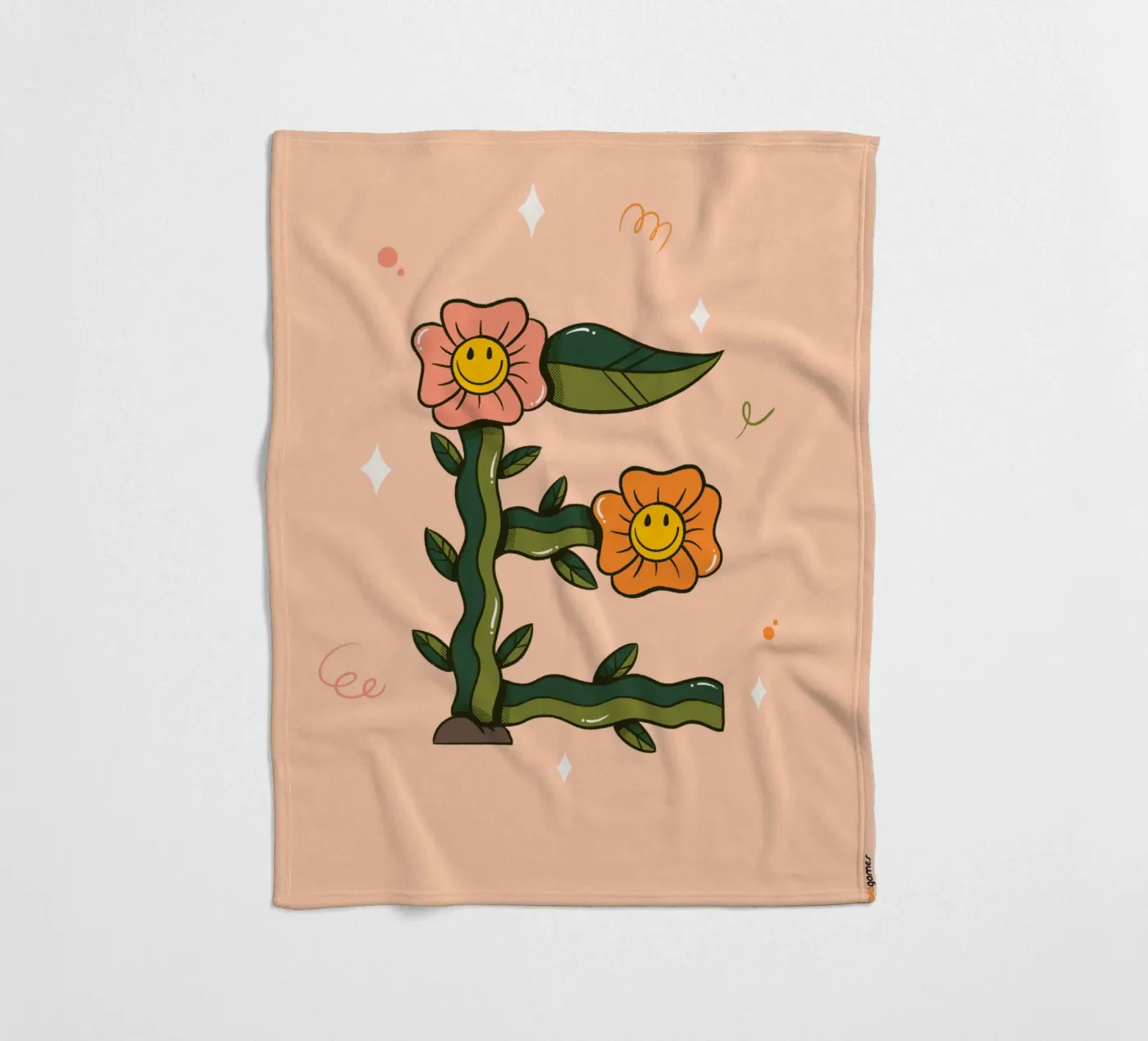 Flower E fleece blanket by Rafa Gomes