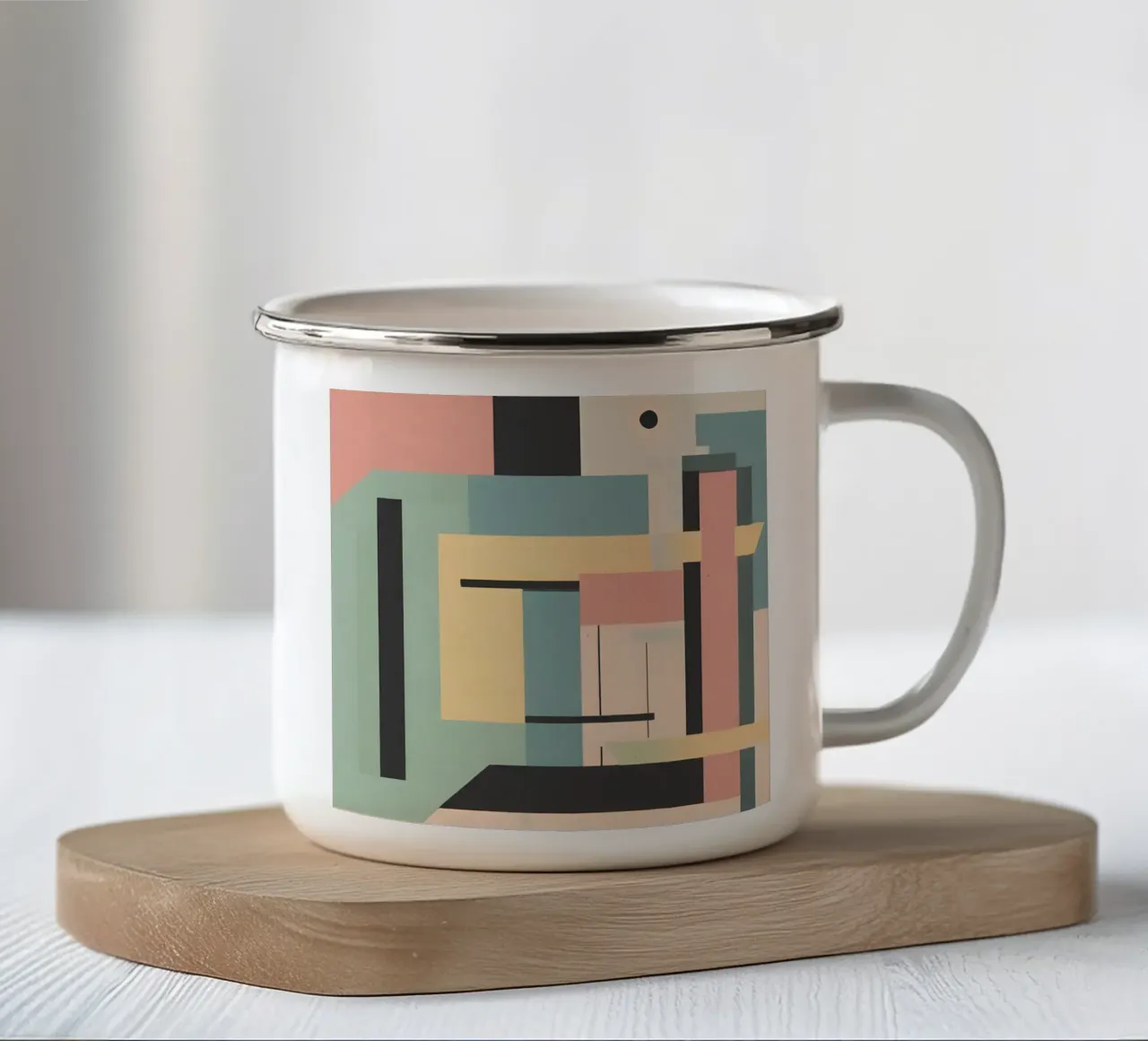 Astratto pastello art deco 2 tazza in smalto da Rezh creations