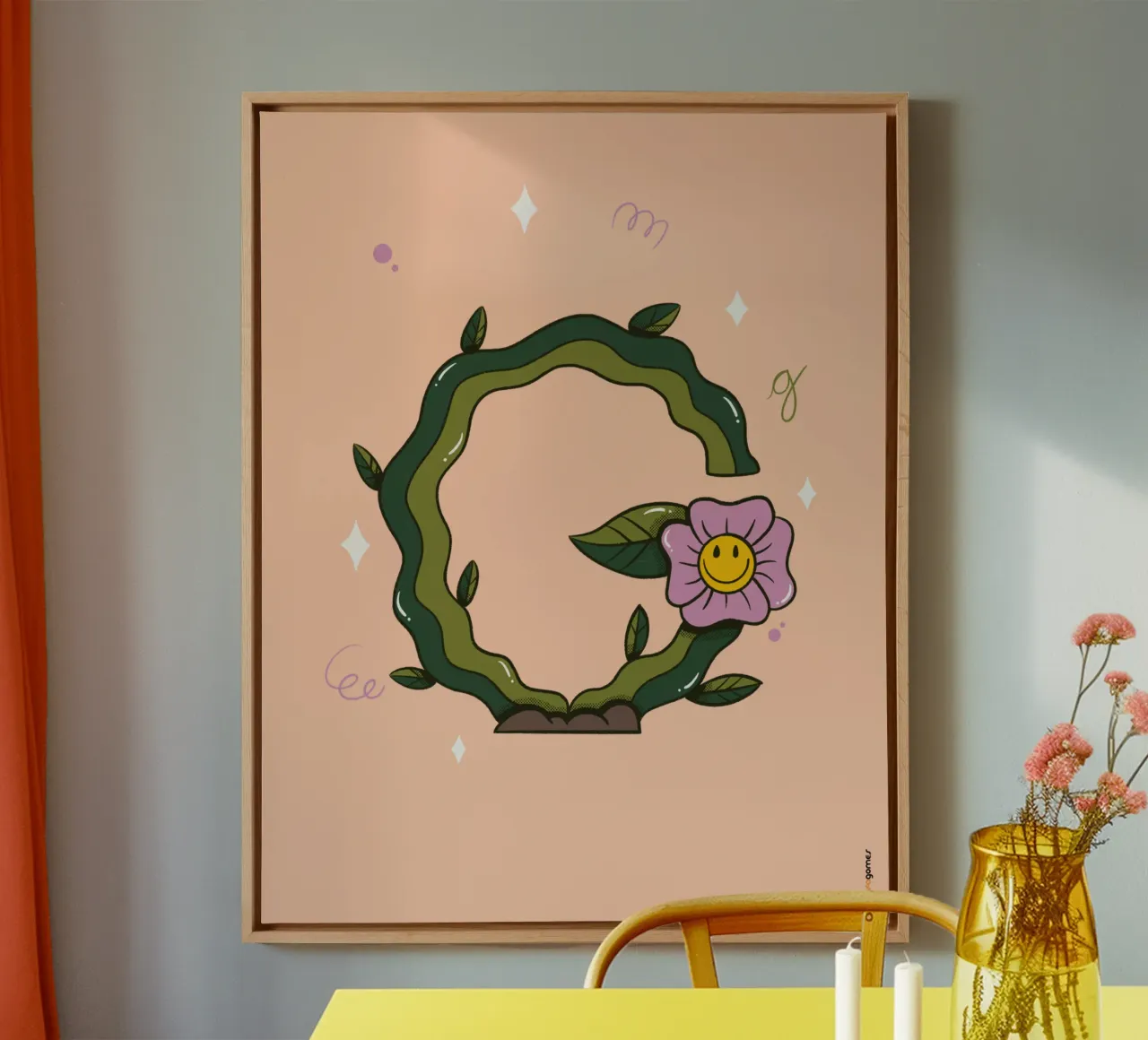 Fiore G tela con Cornice a cassetta da Rafa Gomes