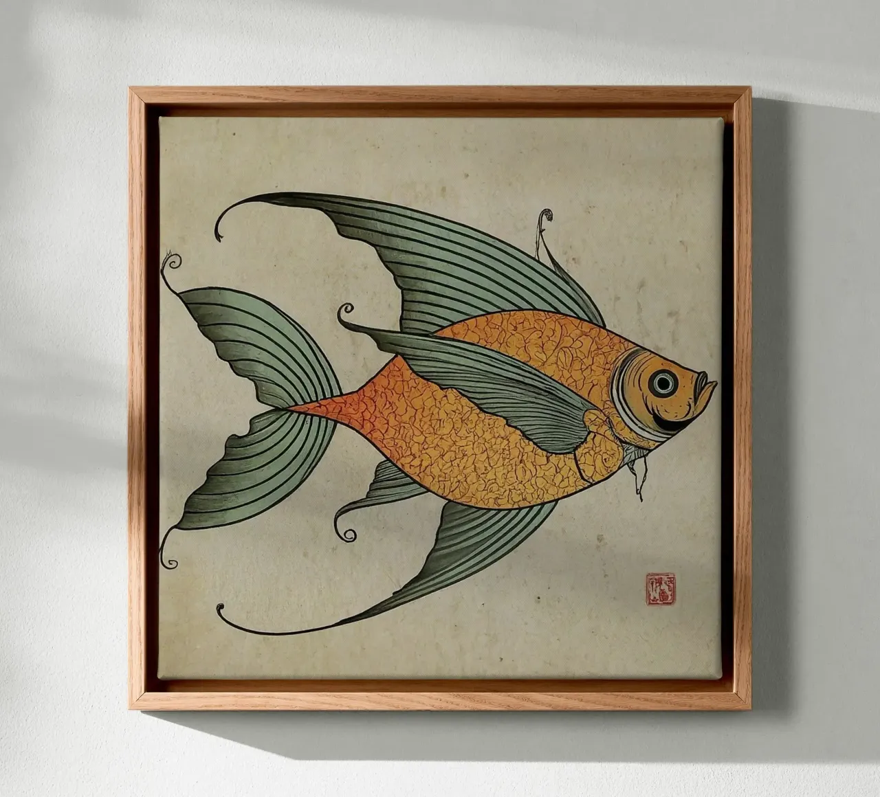 Pesce 2 tela con Cornice a cassetta da Rezh creations