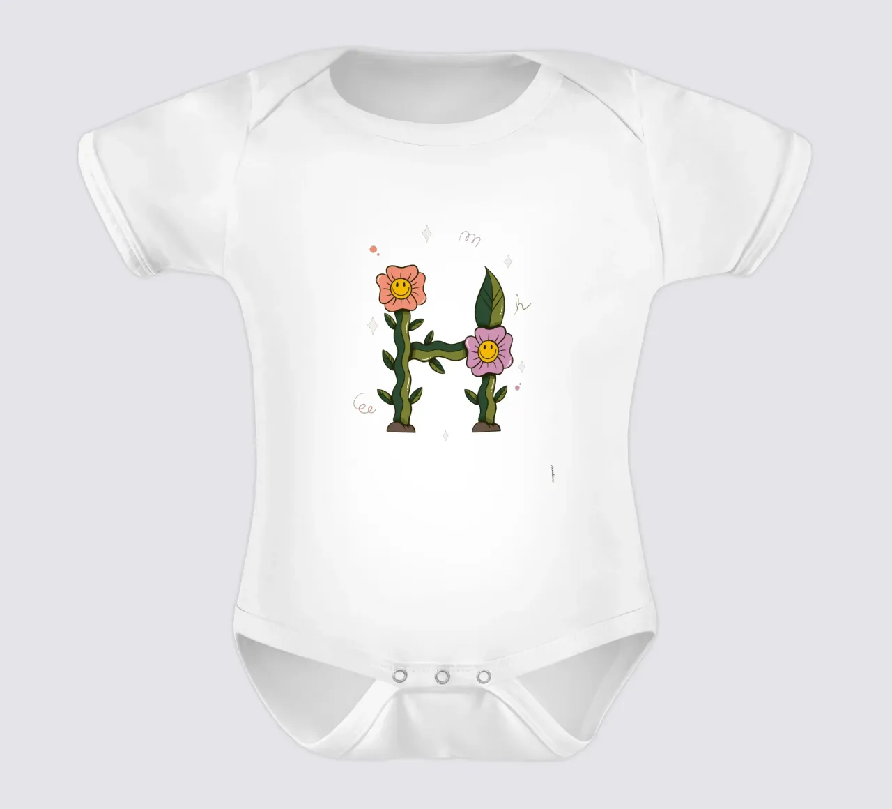 Flower H short-sleeve baby romper by Rafa Gomes
