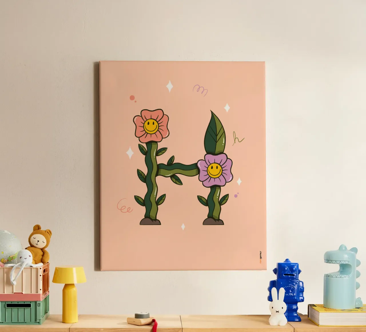 Bloem H canvas met Baklijst van Rafa Gomes