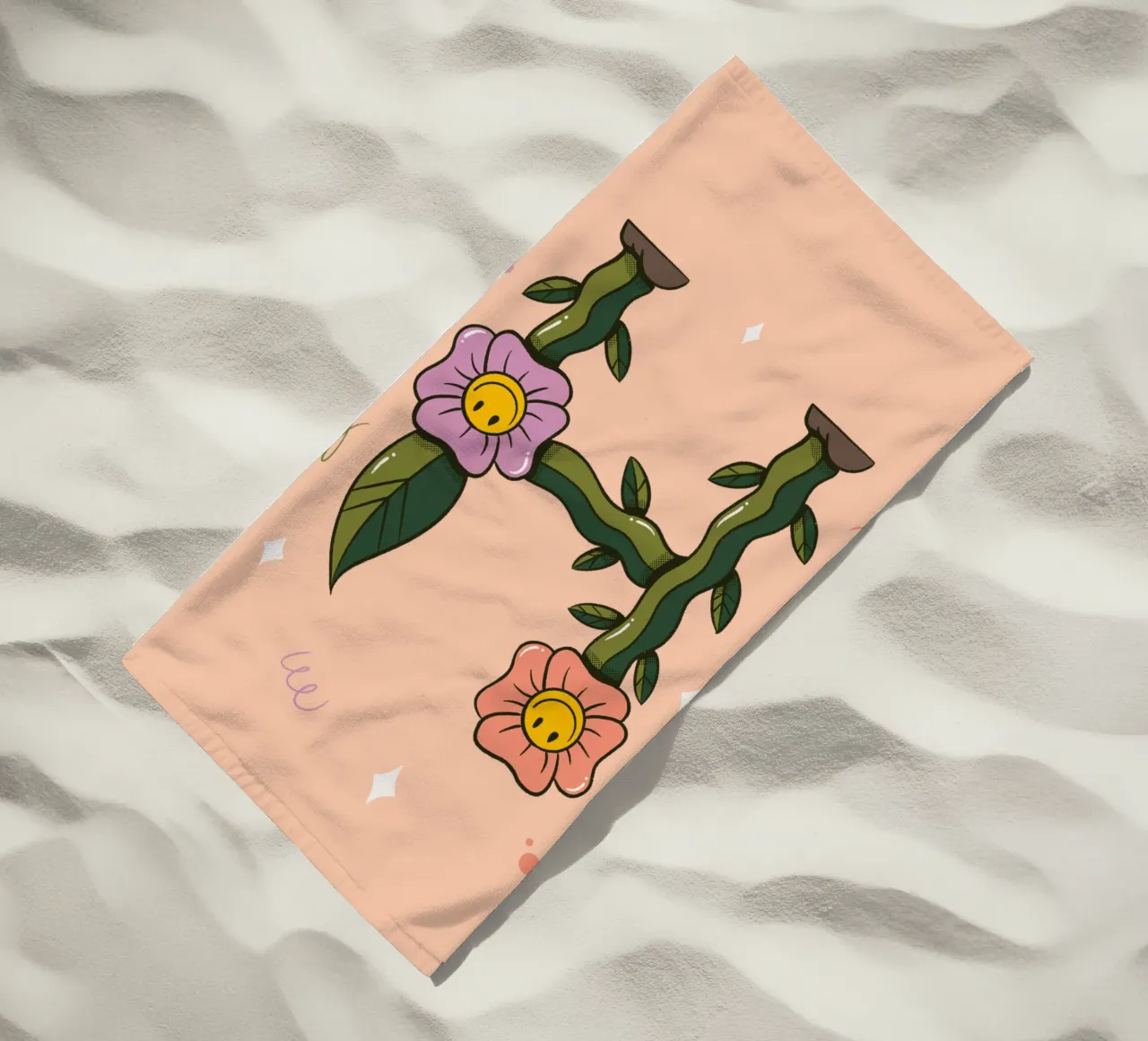 Flower H beach towel by Rafa Gomes