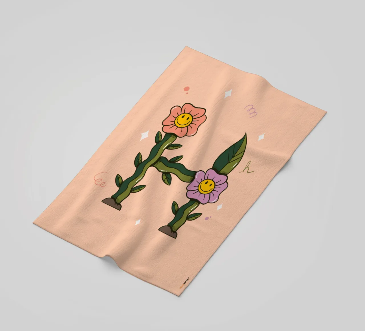Flower H beach towel by Rafa Gomes