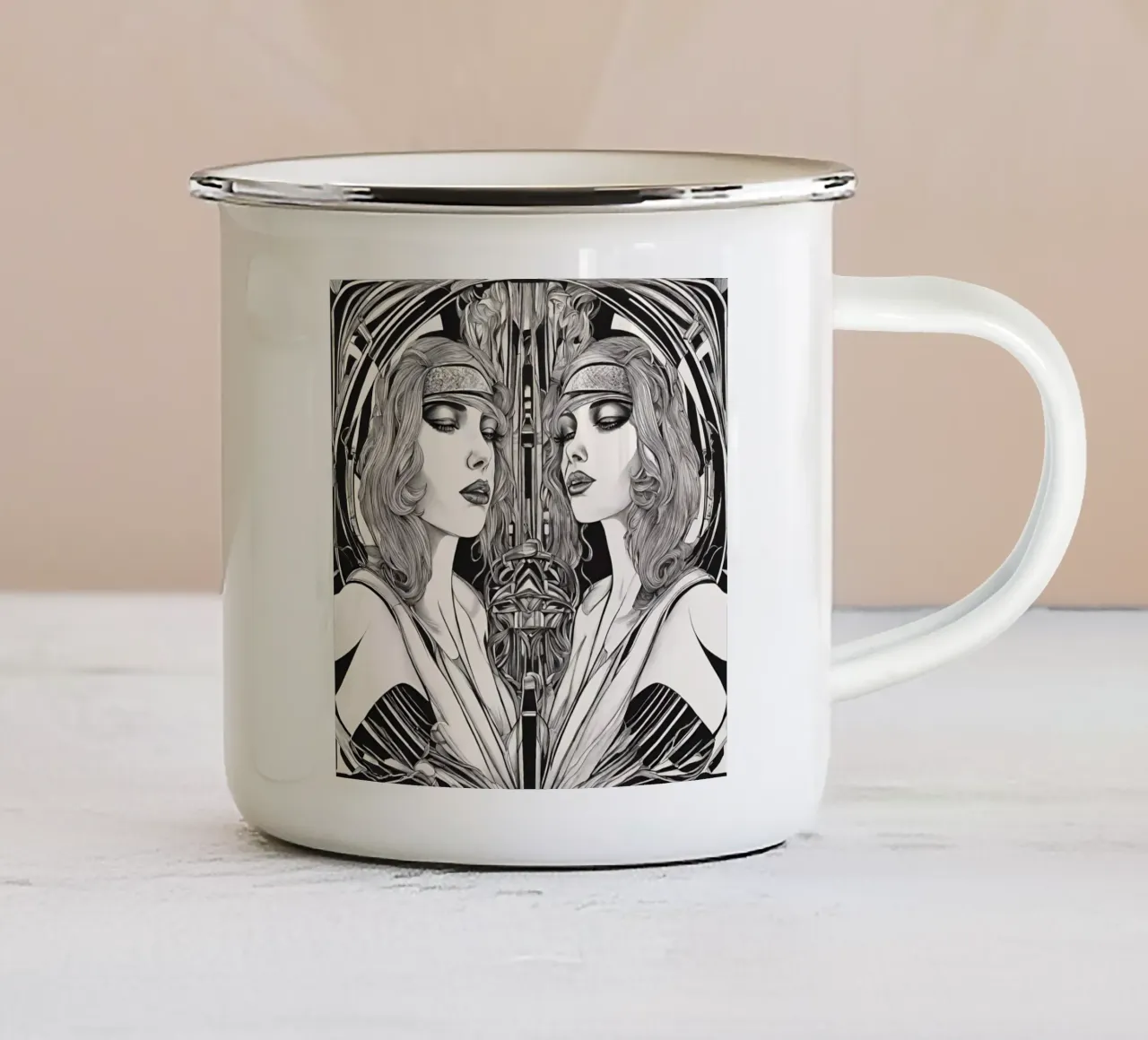 Black & White 1 tazza in smalto da Rezh creations