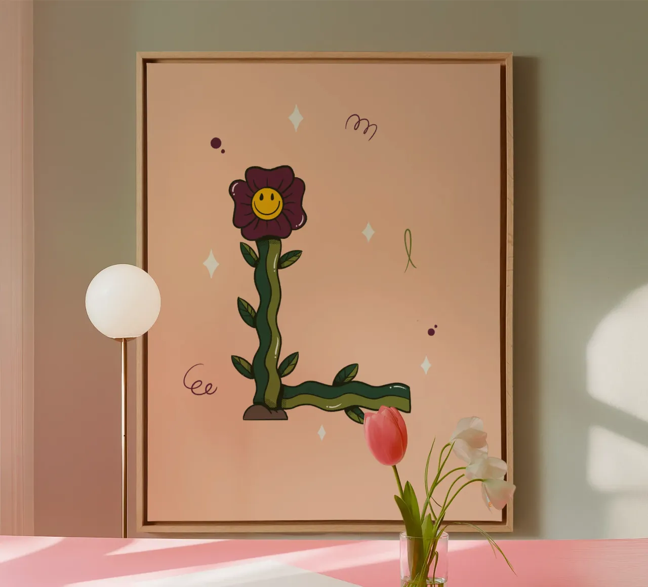 Bloem L canvas met Baklijst van Rafa Gomes
