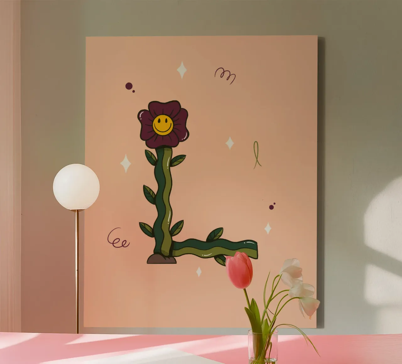 Bloem L canvas met Baklijst van Rafa Gomes