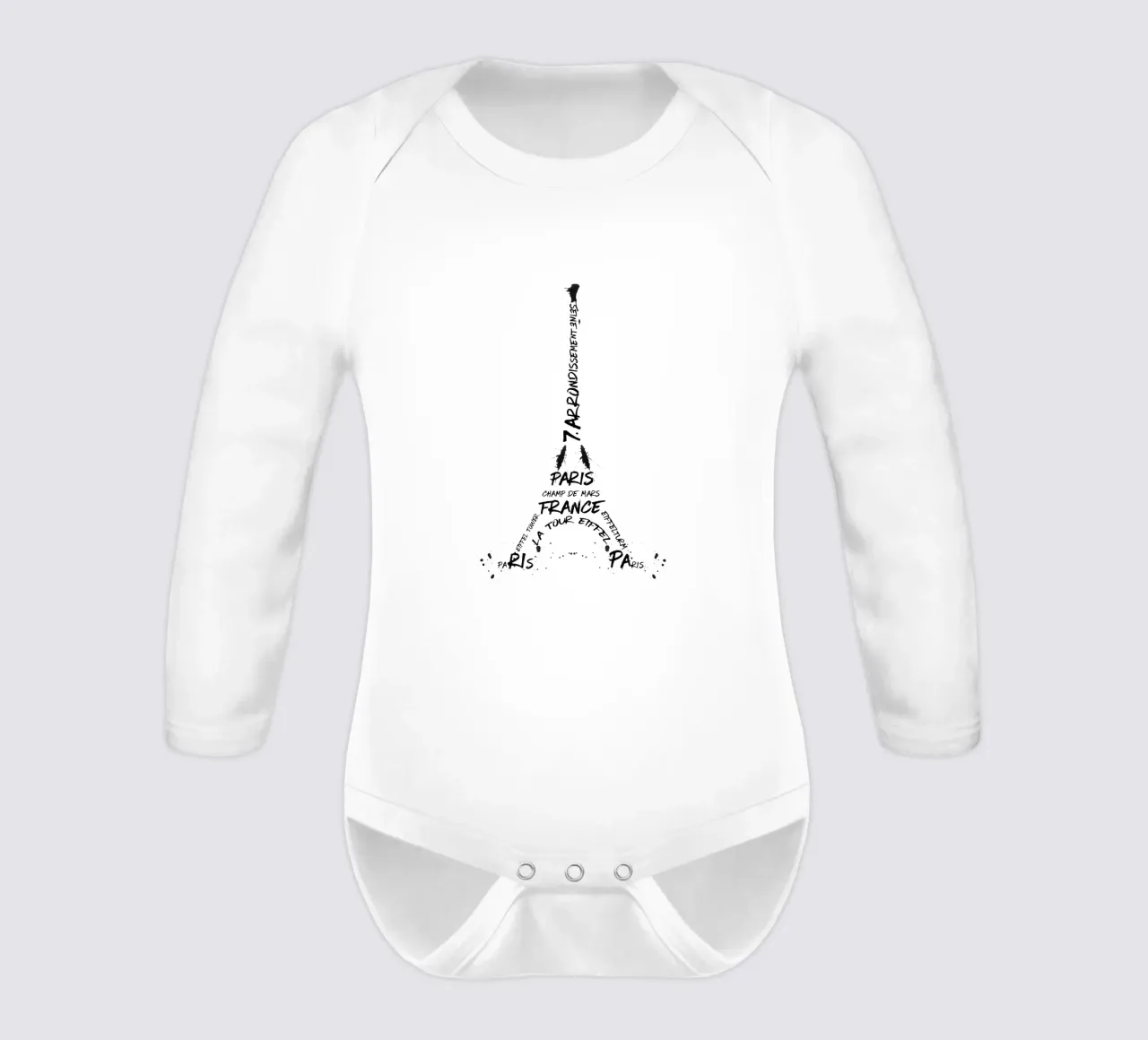 Torre Eiffel in arte digitale body neonato maniche lunghe da Melanie Viola