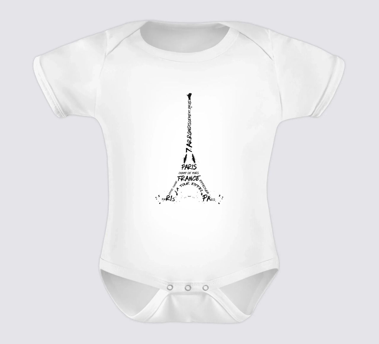 Torre Eiffel in arte digitale body neonato maniche corte da Melanie Viola