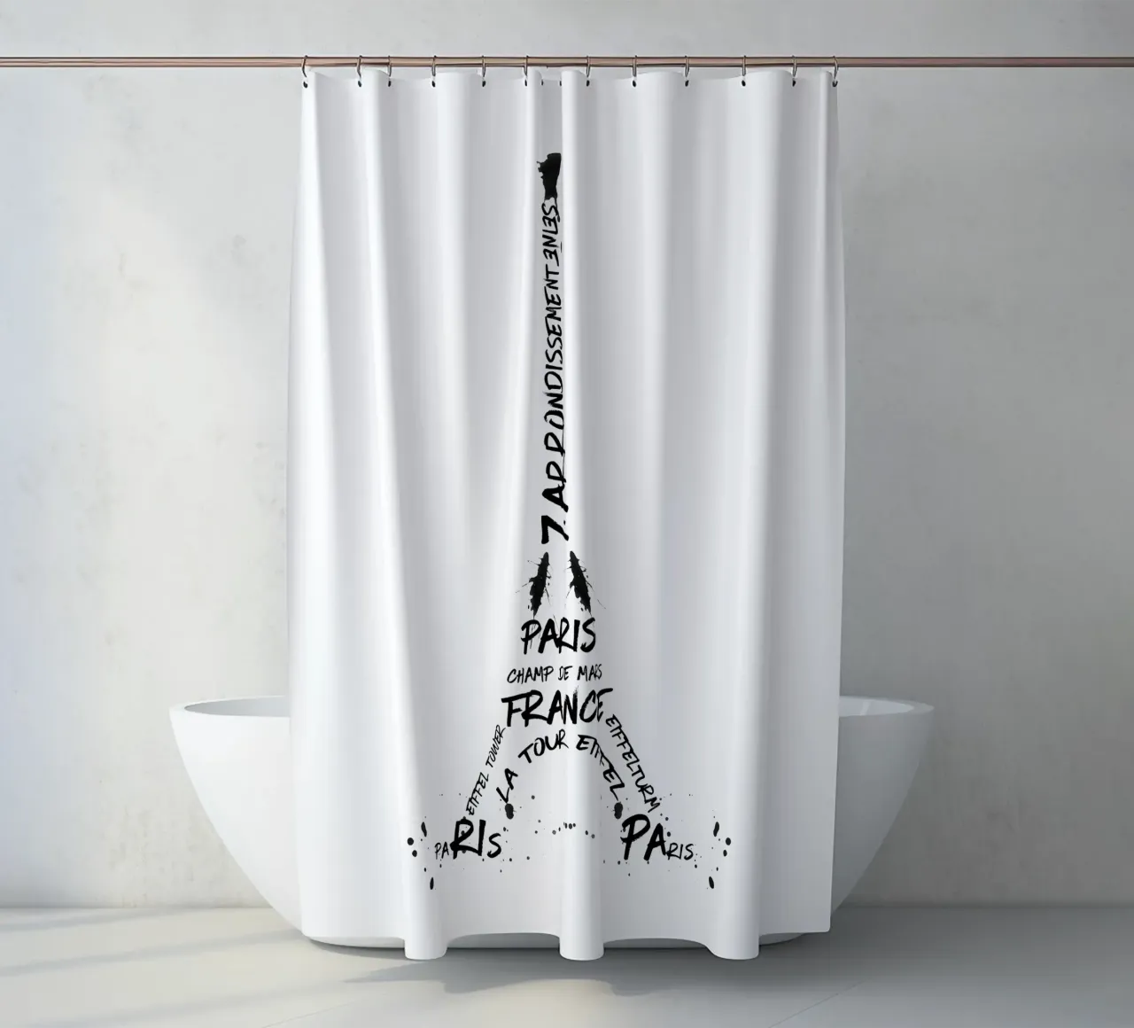Digital-Art Eiffel Tower Duschvorhang von Melanie Viola