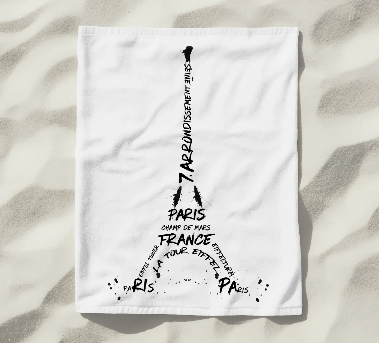 Digital-Art Eiffel Tower beach towel by Melanie Viola