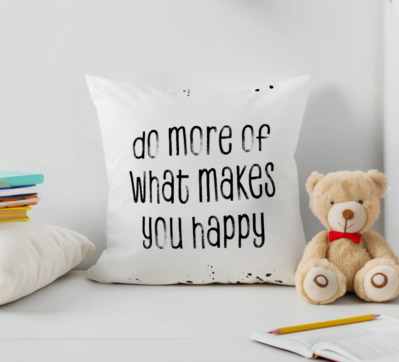 TEXT ART Do more of what makes you happy Kissen von Melanie Viola
