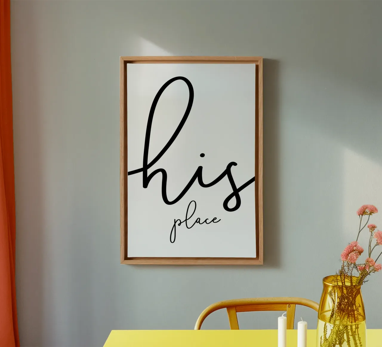 His place - His own place to be happy canvas with Floater frame by Melanie Viola