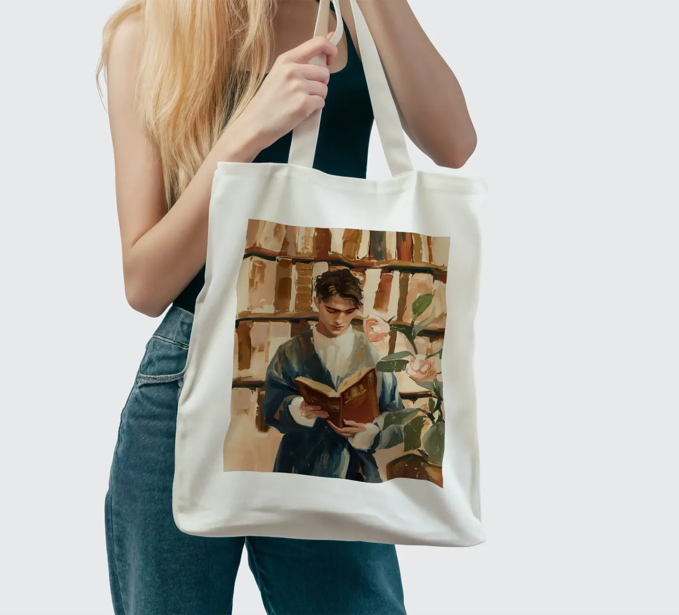 The Quiet Reader tote bag by Freya