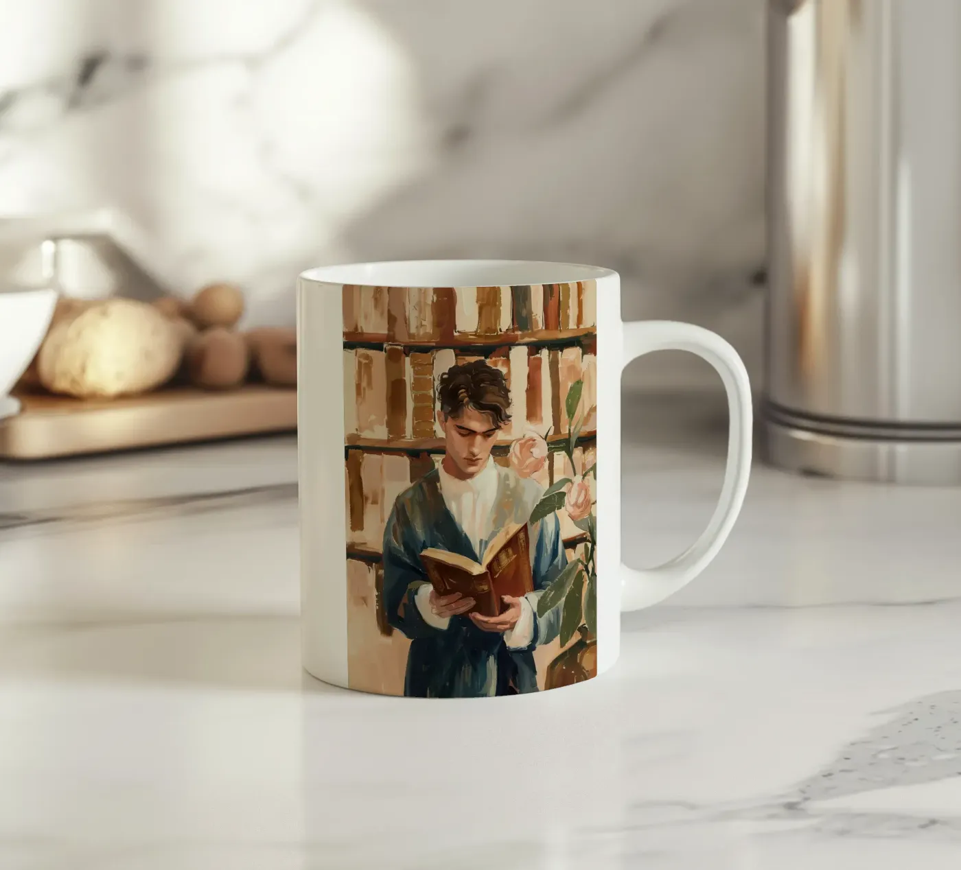 The Quiet Reader ceramic mug by Freya