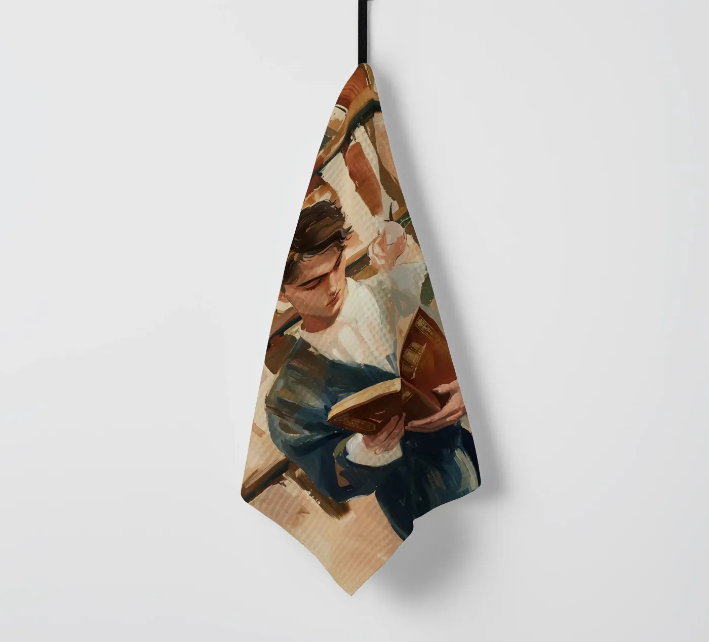The Quiet Reader tea towel by Freya