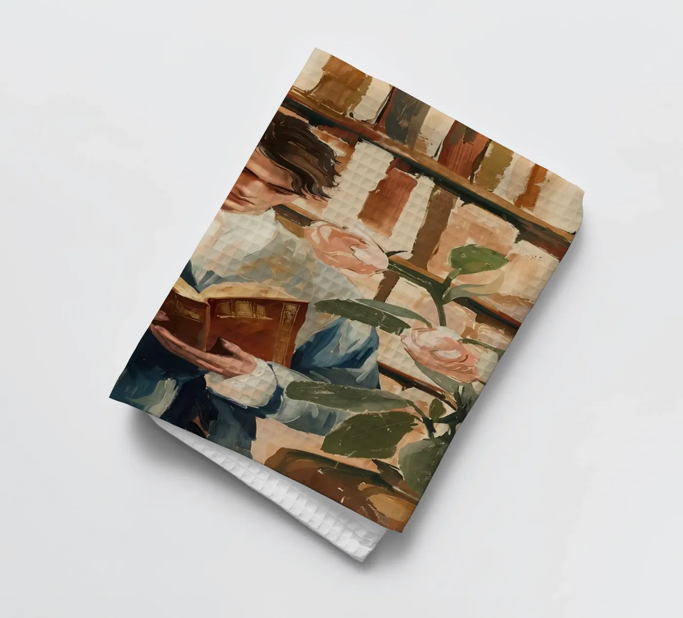 The Quiet Reader tea towel by Freya