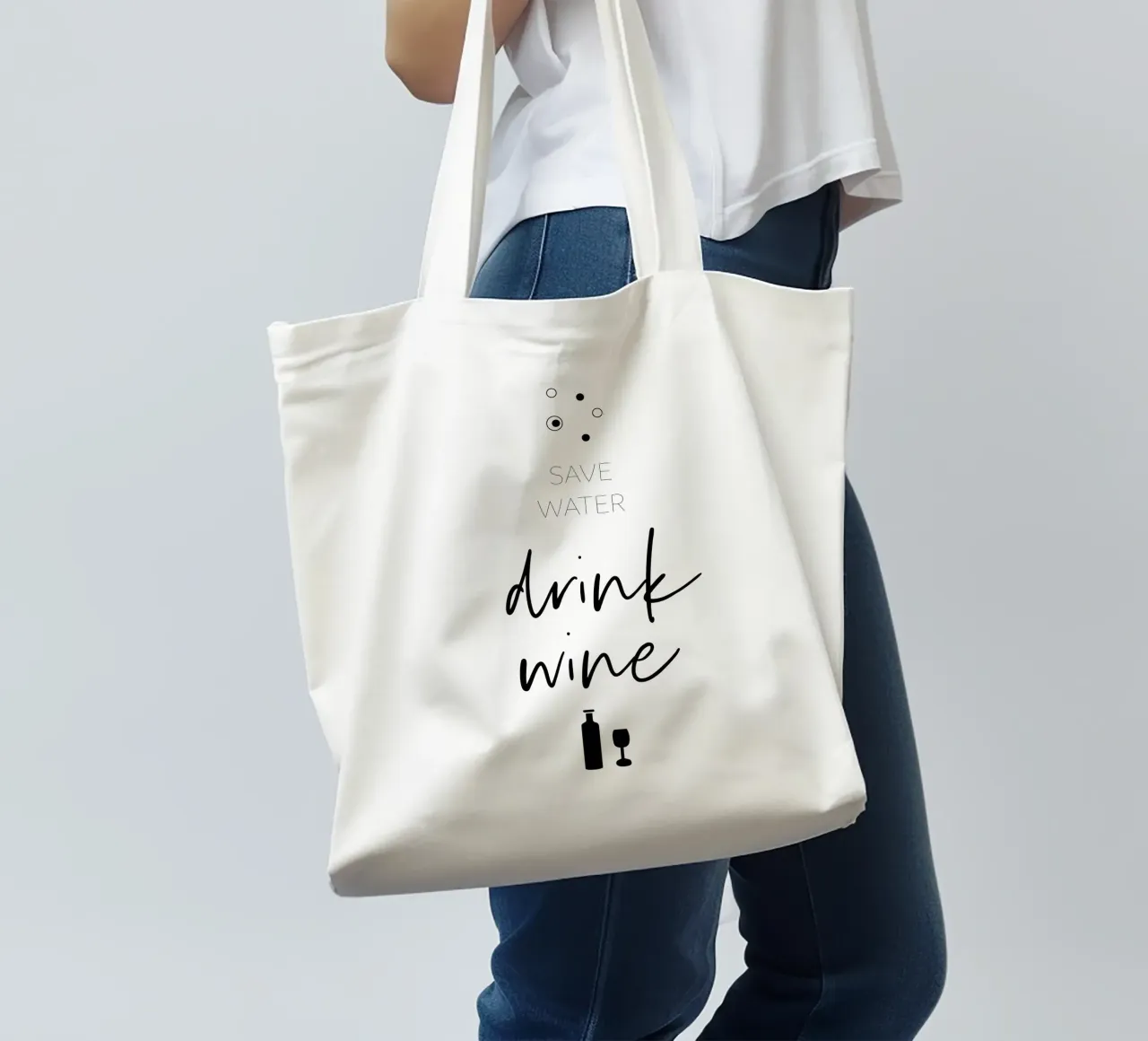 Save water, drink wine tote bag by Melanie Viola