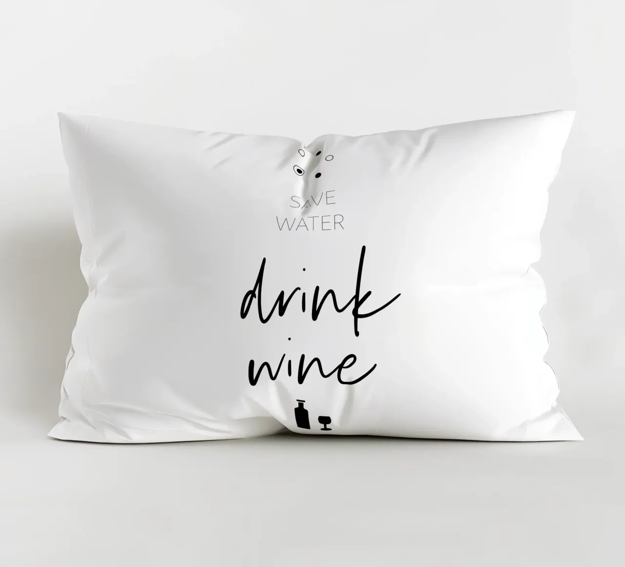 Save water, drink wine decorative cushion by Melanie Viola