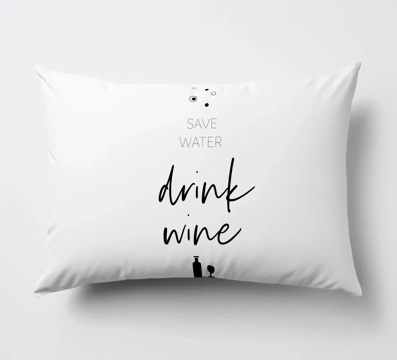 Save water, drink wine decorative cushion by Melanie Viola