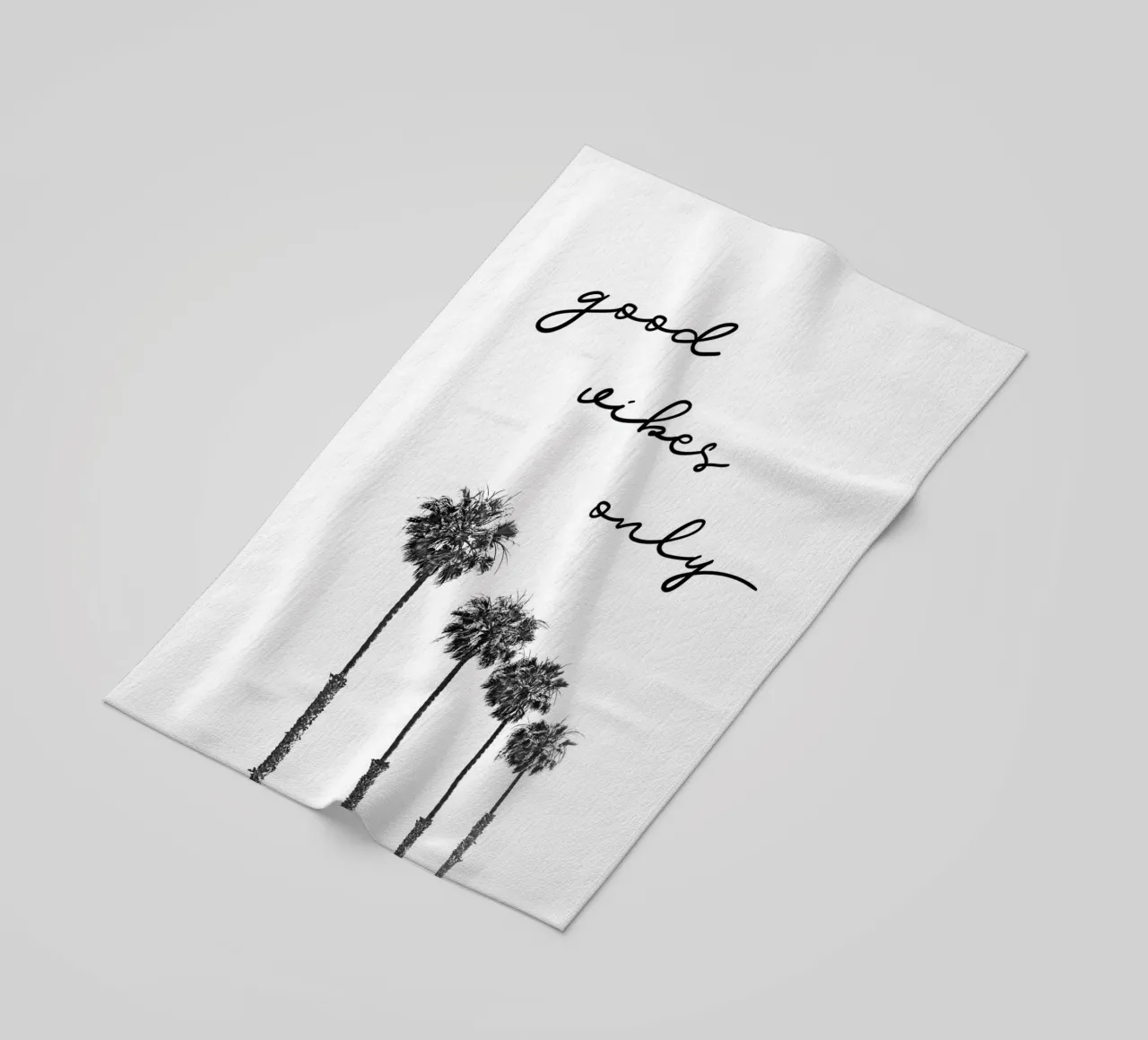 GOOD VIBES ONLY Dreaming under palm trees beach towel by Melanie Viola