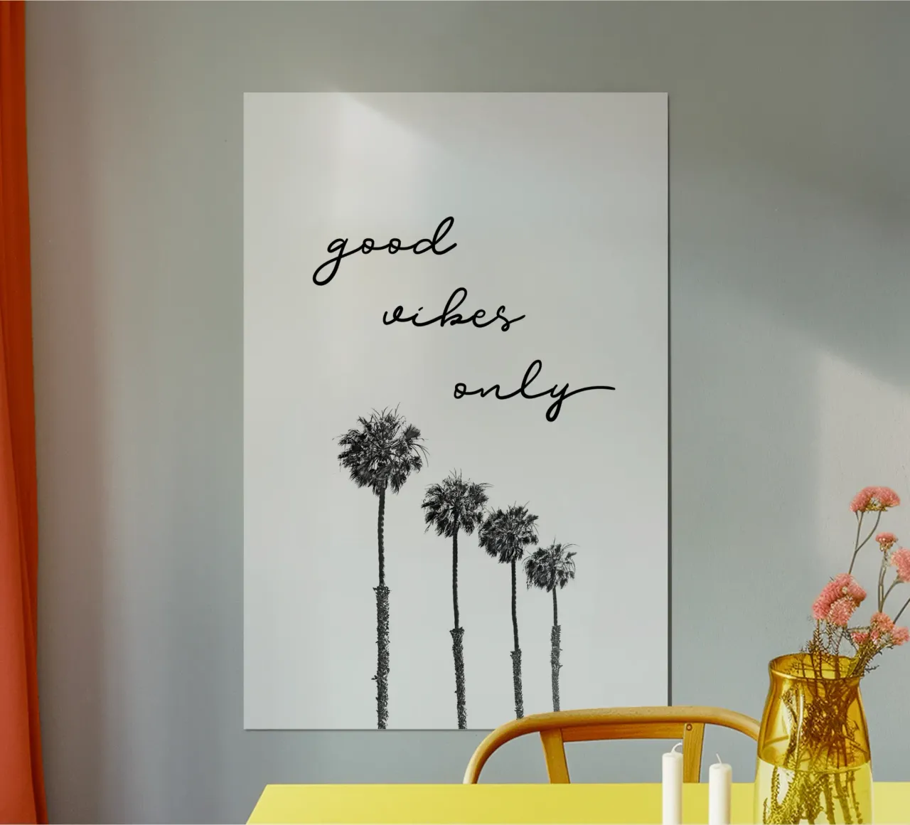 GOOD VIBES SOLO Sognando sotto le palme poster con telaio in legno da Melanie Viola