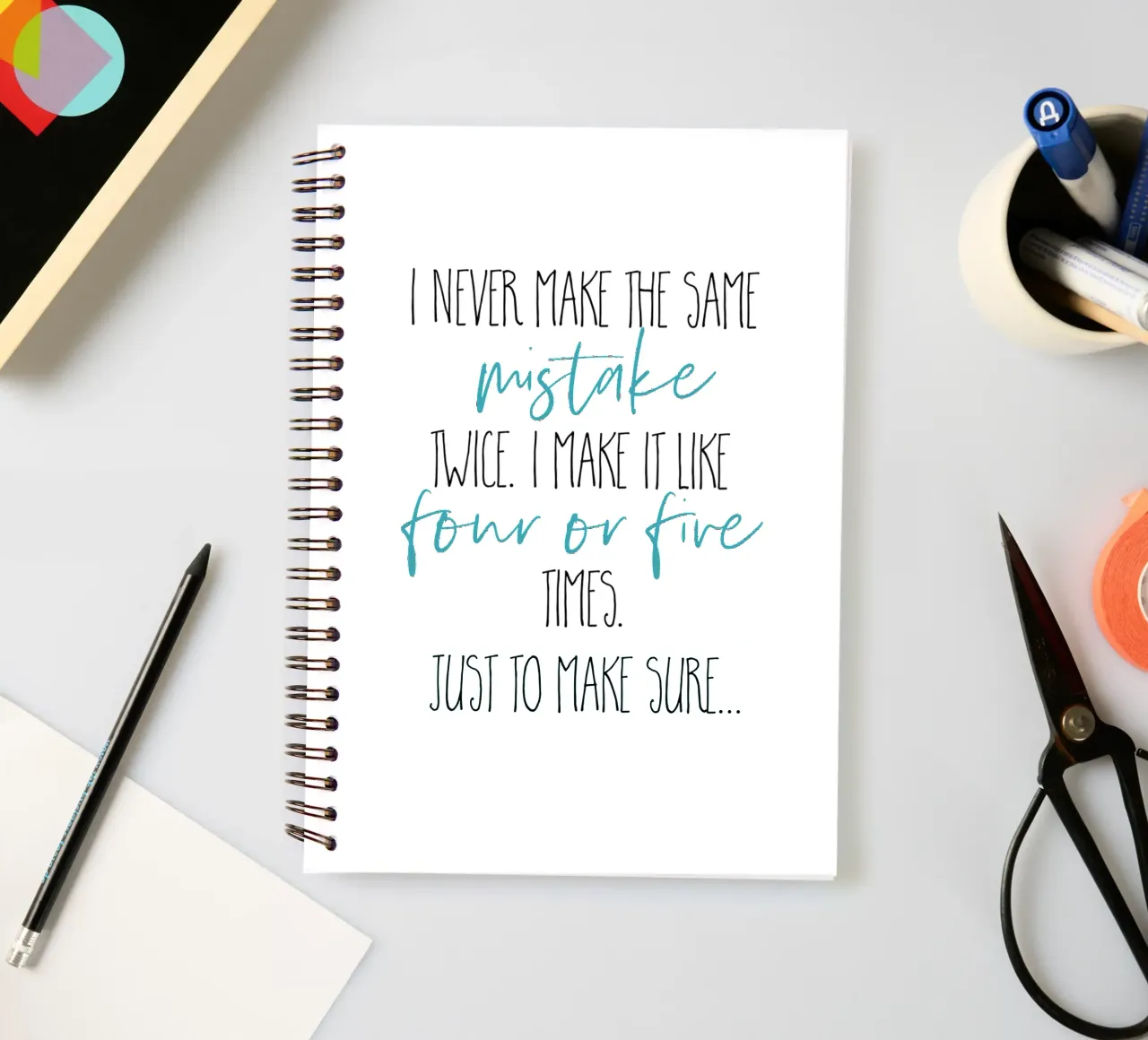 I never make the same mistake twice spiral notebook by Melanie Viola