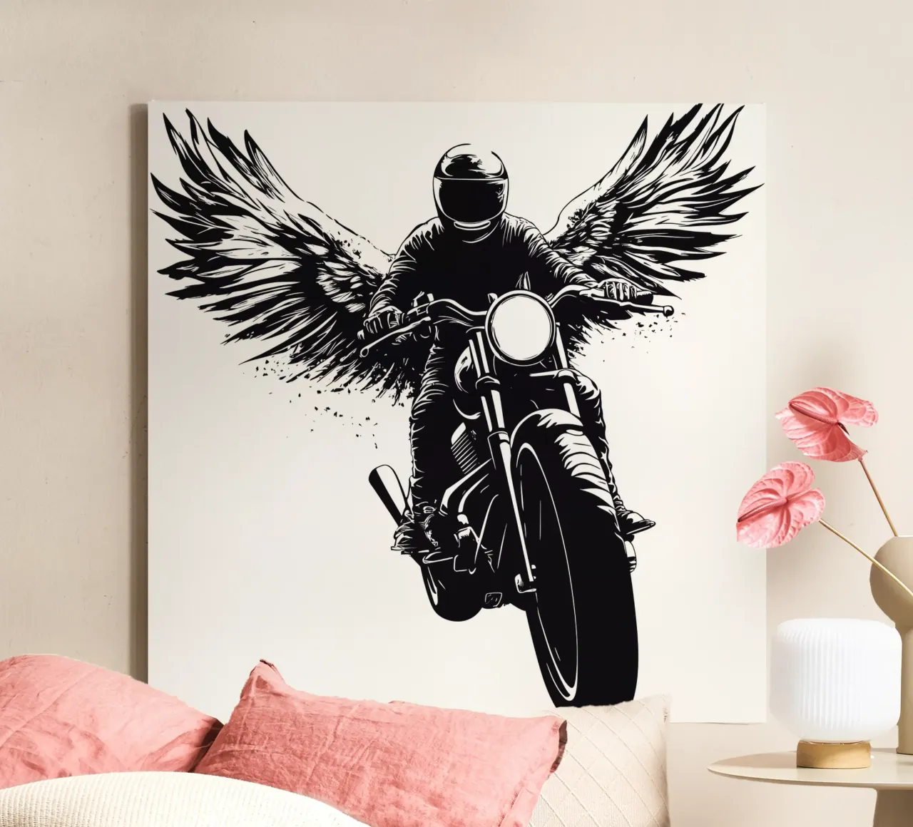 Biker Angel | Modern interpretation of Icarus canvas with Floater frame by Autofocus