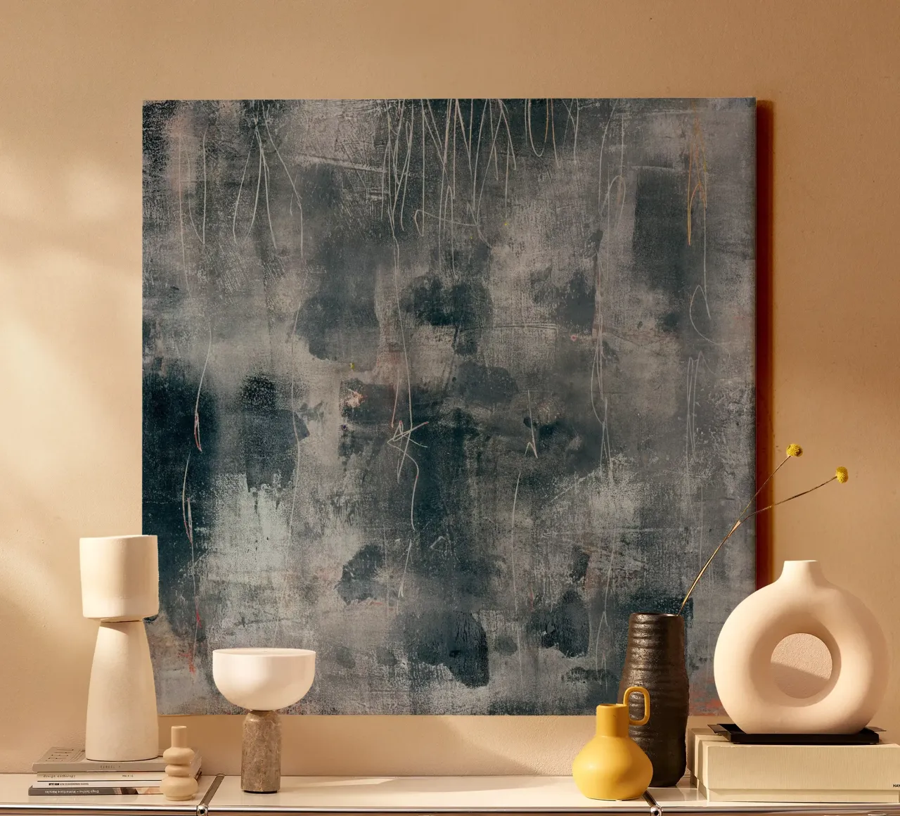 tex mix grey tela con Cornice a cassetta da IRIS LEHNHARDT FINE ART