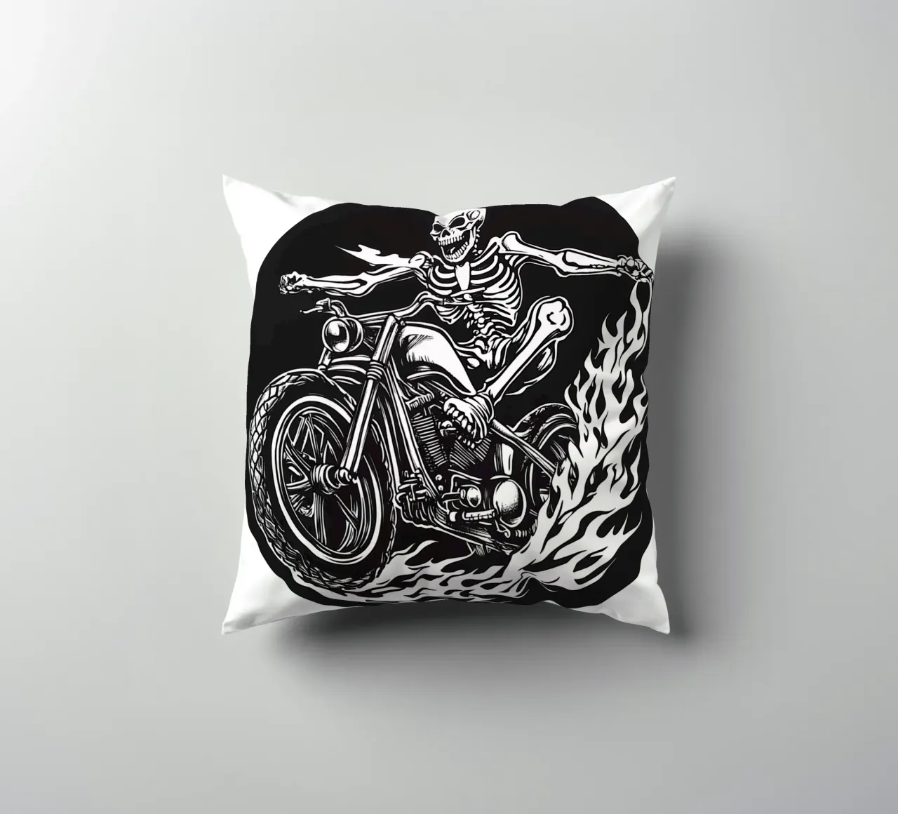 Skeleton Biker | Il teschio incontra la storia d'amore in autostrada cuscino da Autofocus